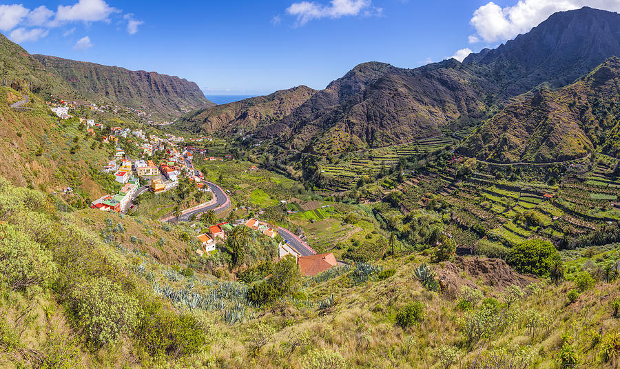 View of Hermigua on Canary Islands La Gomera in the province of Santa Cruz de Tenerife - Spain Photograph by Cinoby