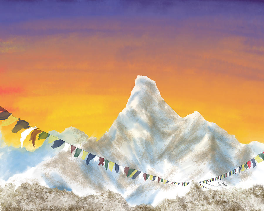 Mountain Digital Art - View of the Himalayas from Darjeeling. by Anne Mitra