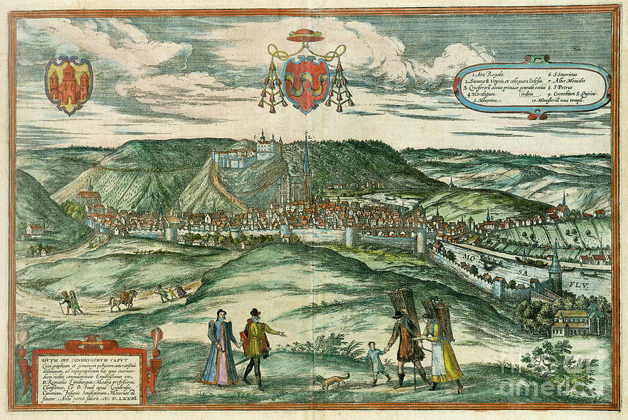 View Of Huy, Belgium, 1575 Drawing by Georg Braun and Franz Hogenberg