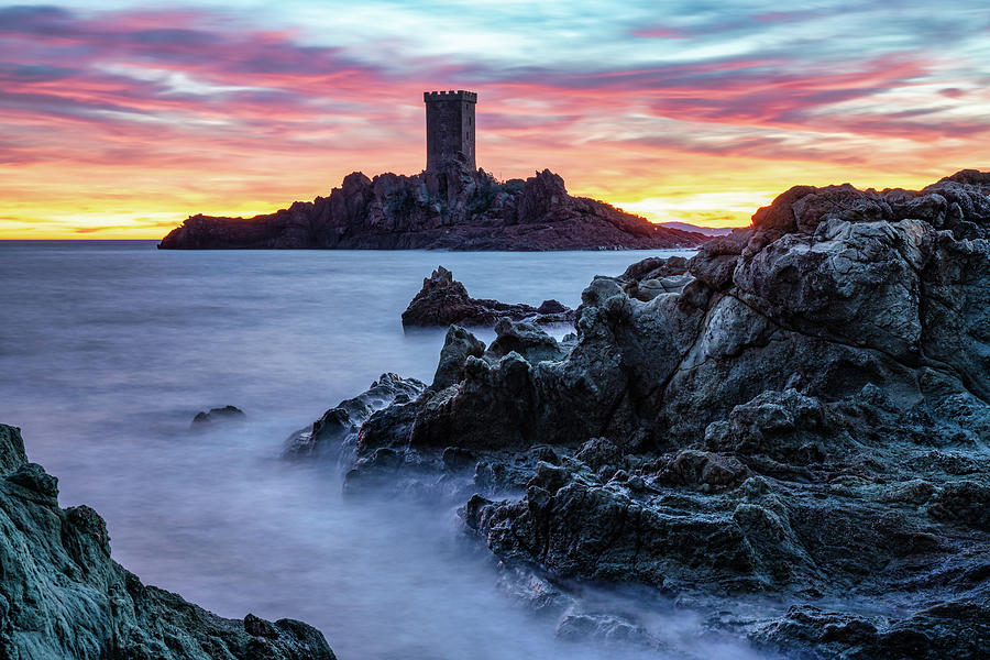 View of ile D'or in Saint Raphael, French riviera, Cote d'Azur ...