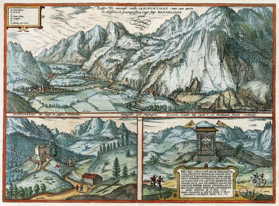 View Of Inn Valley, 1598 Drawing by Georg Braun and Franz Hogenberg