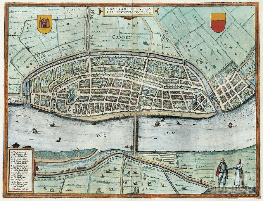 View Of Kampen, 1581 Drawing by Georg Braun and Franz Hogenberg