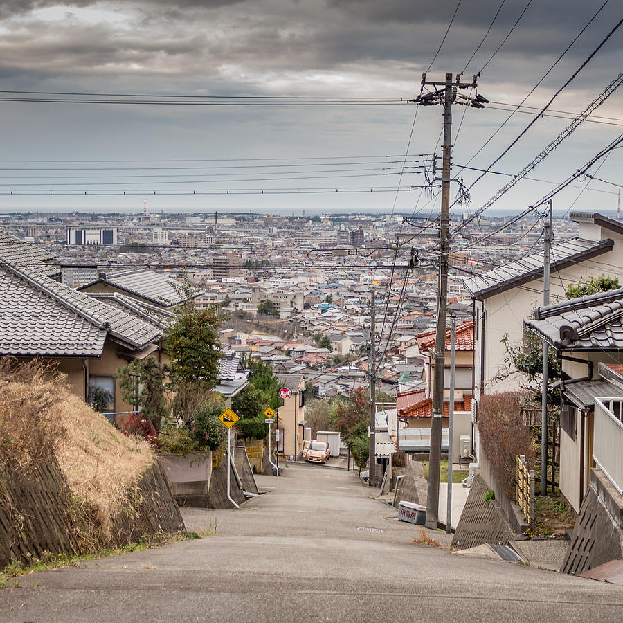 View of Kanazawa city, Japan, from the suburbs Photograph by Toby Howard