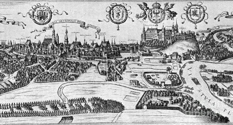 View Of Krakow, Poland Drawing by Georg Braun and Franz Hogenberg
