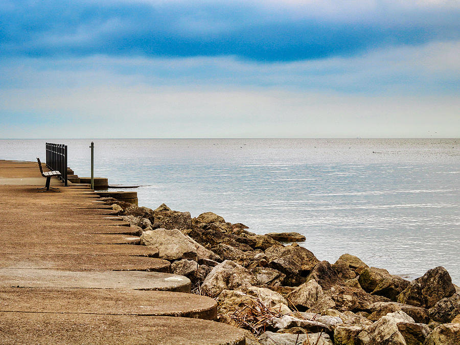 View of Lake Erie from Luna Pier, Michigan Photograph by Belarah ...