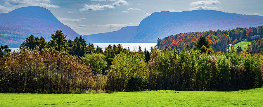 view of Lake Willoughby in the Vermont autumn Photograph by Ann Moore