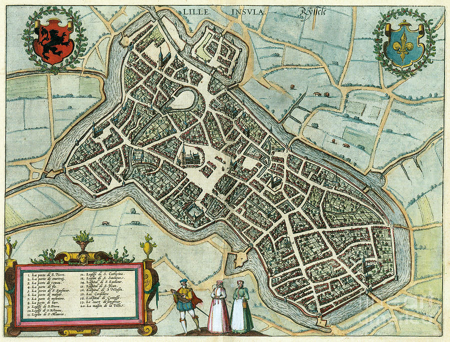 View Of Lille, 1581 Drawing by Georg Braun and Franz Hogenberg