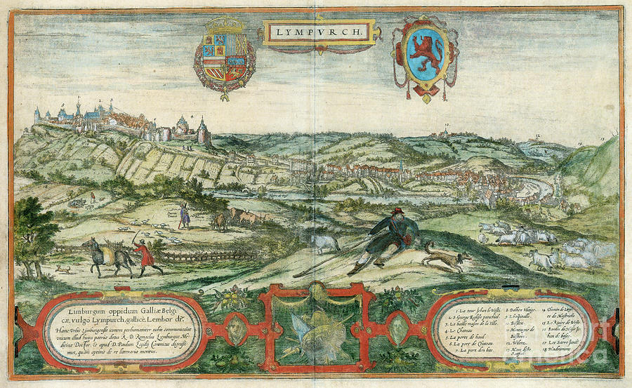 View Of Limbourg, Belgium, 1575 Drawing by Georg Braun and Franz Hogenberg