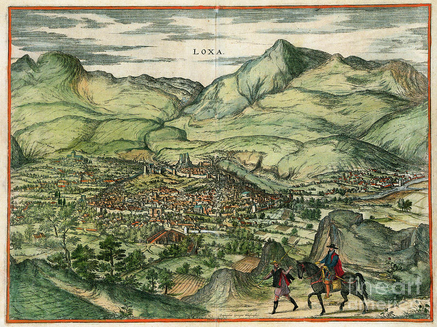 View Of Loja, Spain, 1575 Drawing by Georg Braun and Franz Hogenberg
