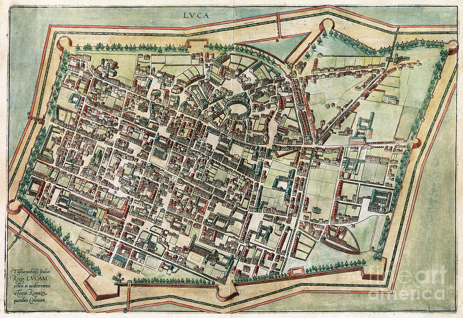 View Of Lucca, 1588 Drawing by Georg Braun and Franz Hogenberg