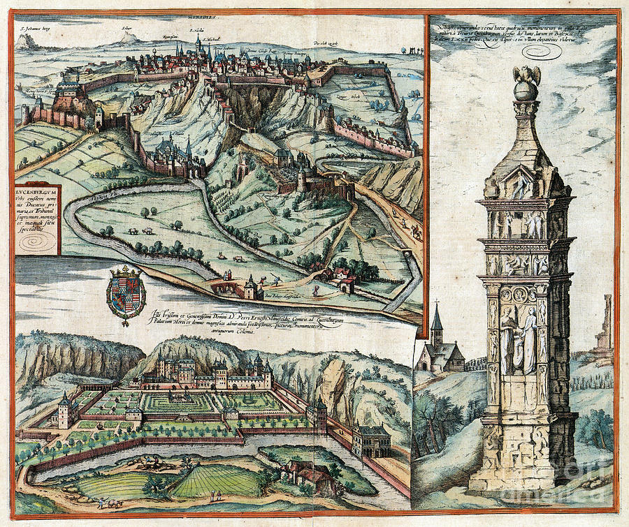 View Of Luxembourg, 1598 Drawing by Georg Braun and Franz Hogenberg