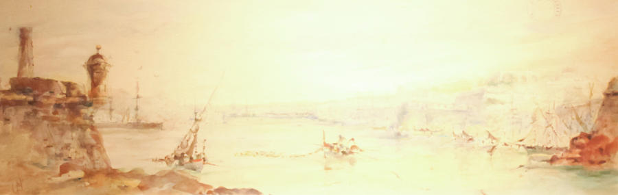 Colonel Painting - View of Marsa Creek from Fort St Angelo by Colonel V  Godfrey