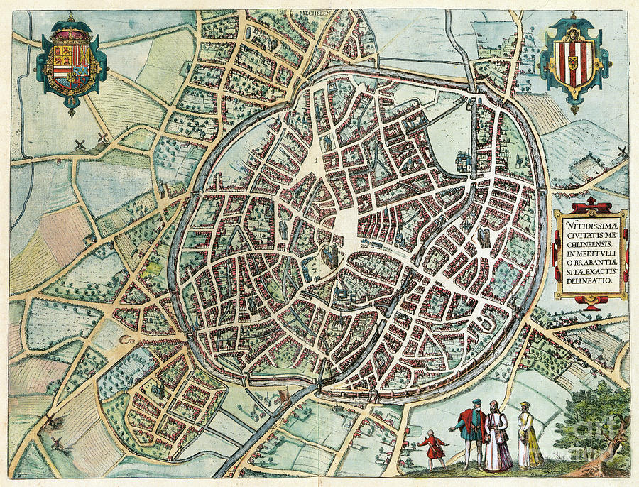 View Of Mechelen, 1581 Drawing by Georg Braun and Franz Hogenberg