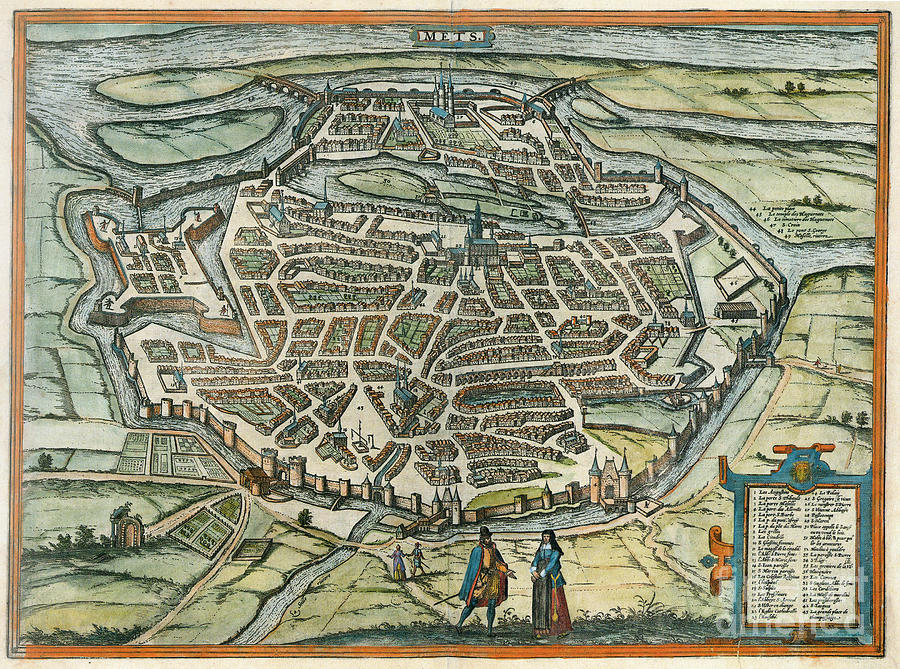 View Of Metz, France, 1575 Drawing by Georg Braun and Franz Hogenberg