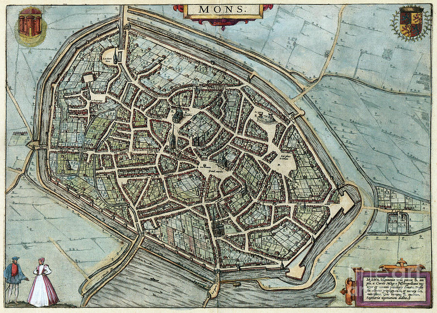 View Of Mons, 1581 Drawing by Georg Braun and Franz Hogenberg