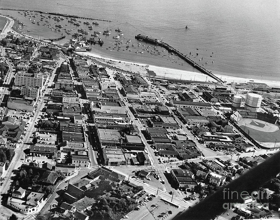 Monterey Bay Photograph - View of Monterey and Monterey Harbor  1957 by Monterey County Historical Society