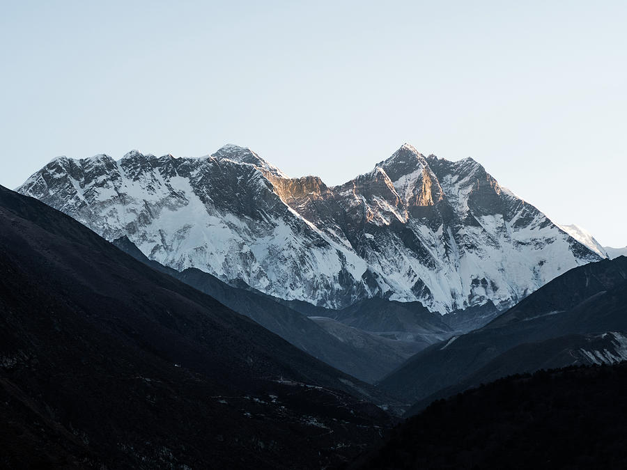 View of Mount Everest and Lhotse from Tengboche Monastery in Nepal Photograph by Pak Hong