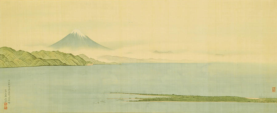 Hara Painting - View of Mt  Fuji and Miho no Matsubara  by HARA Zaichu