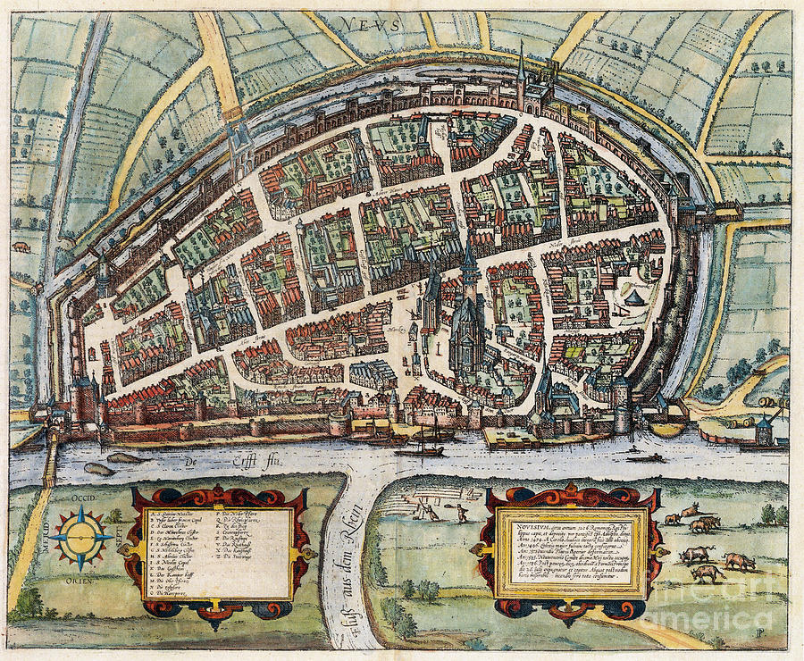 View Of Neuss, 1588 Drawing by Georg Braun and Franz Hogenberg