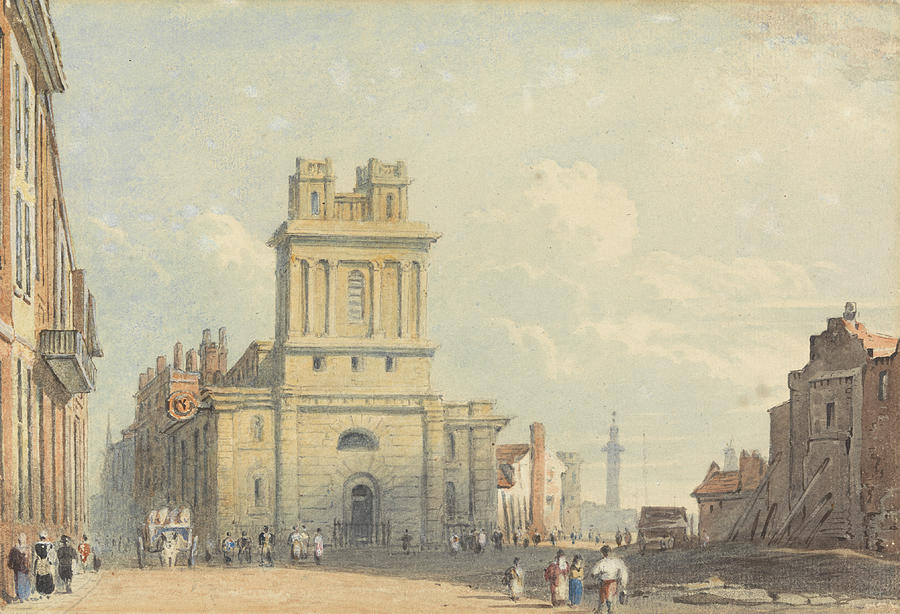 View of New Street, near London Bridge Drawing by John Varley