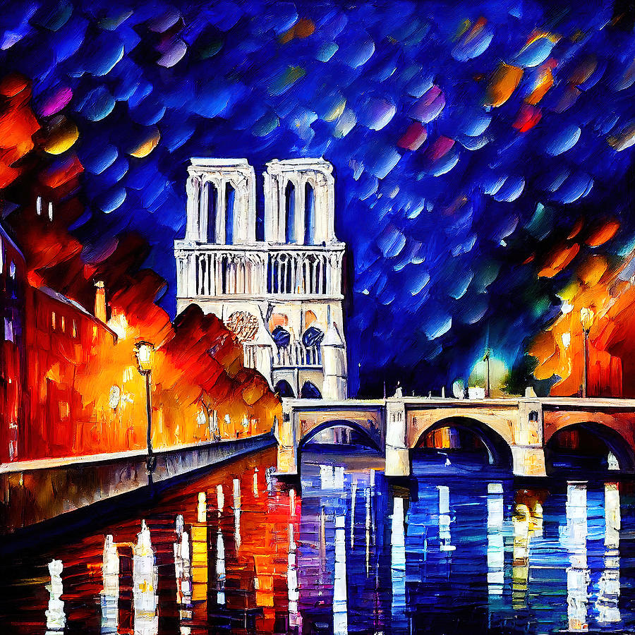 View of Notre-Dame de Paris at sunset, 02 Painting by AM FineArtPrints ...