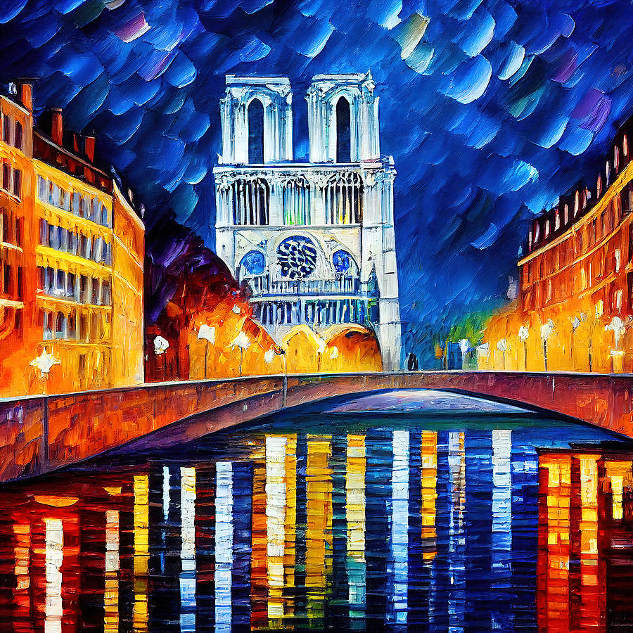 View of Notre-Dame de Paris at sunset, 03 Painting by AM FineArtPrints ...