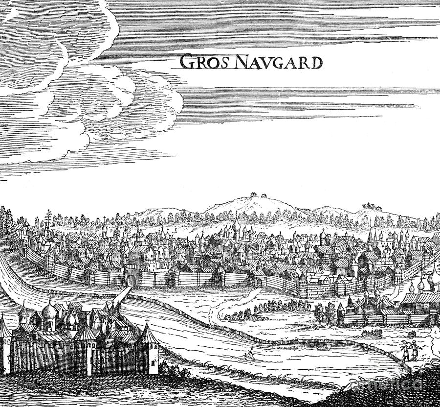 View Of Novgorod, Russia, 1709 Drawing by Granger