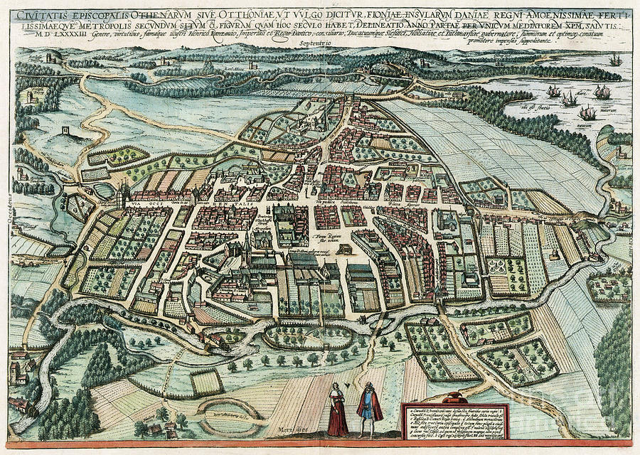 View Of Odense, 1598 Drawing by Georg Braun and Franz Hogenberg