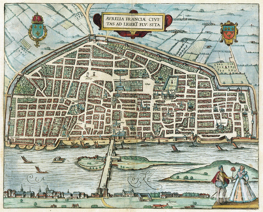 View Of Orleans, 1581 Drawing by Georg Braun and Franz Hogenberg