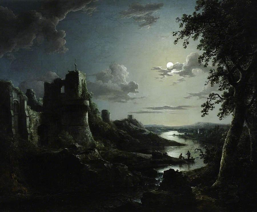 View of Pendragon Castle by Moonlight Painting by AbrahamPether | Fine ...