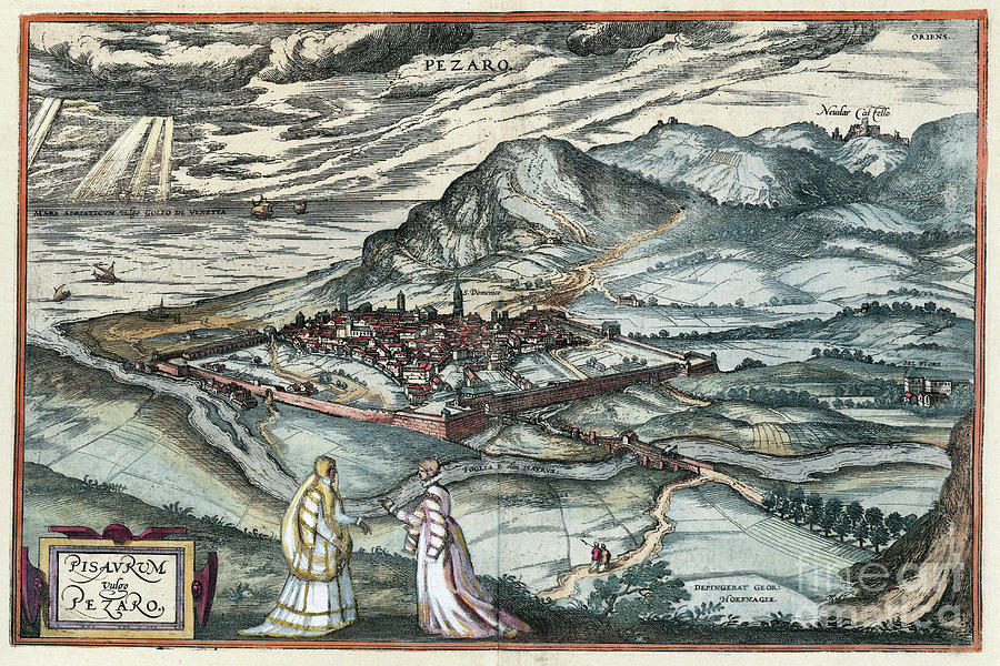 View Of Pesaro, 1581 Drawing by Georg Braun and Franz Hogenberg
