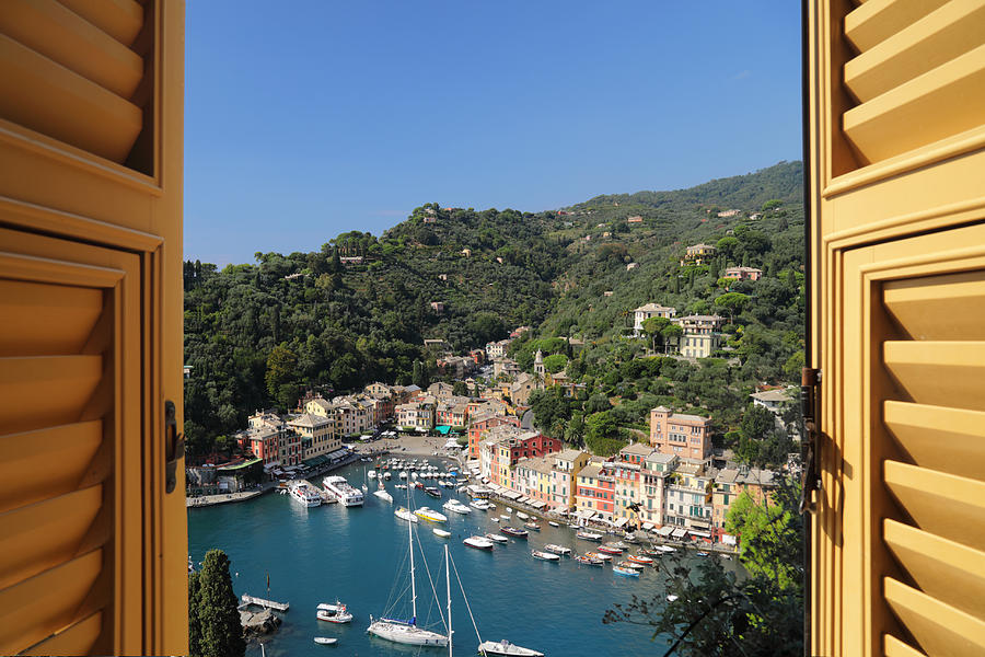 View of Portofino, Italy from hotel room Photograph by Peter Cade