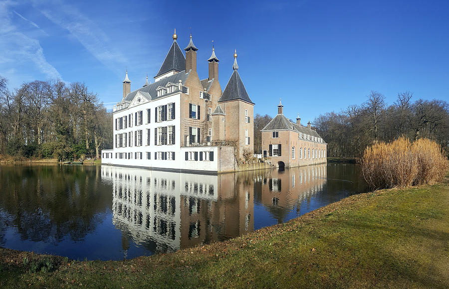 View of Renswoude Castle and lake, Netherlands Photograph by Frans Sellies