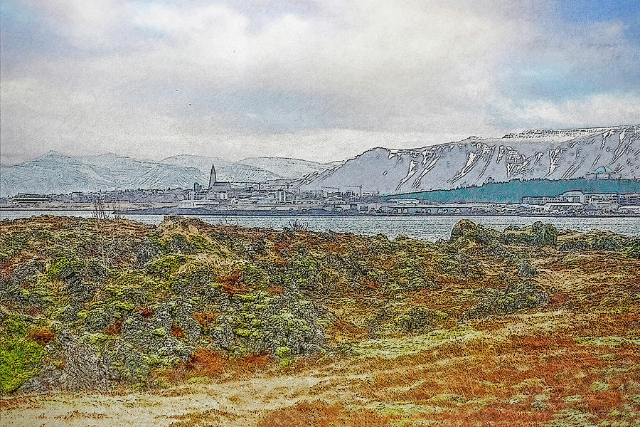 View of Reykjavik, Iceland Digital Art by Frans Blok