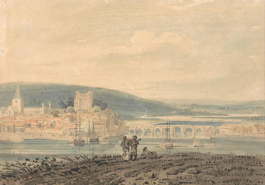 Landscape Painting - View of Rochester by Thomas Girtin