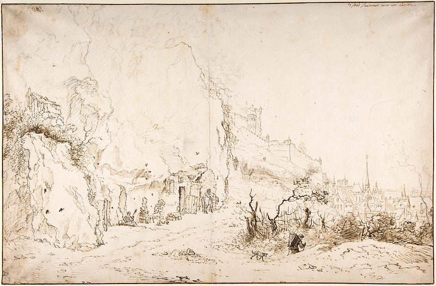 View of Saumur Drawing by Willem Schellinks