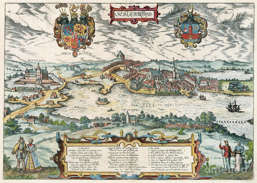 View Of Schleswig, 1588 Drawing by Georg Braun and Franz Hogenberg