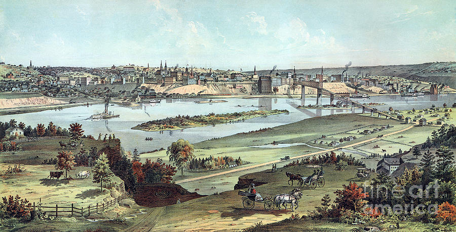 View of St. Paul, Minnesota Drawing by George Ellsbury
