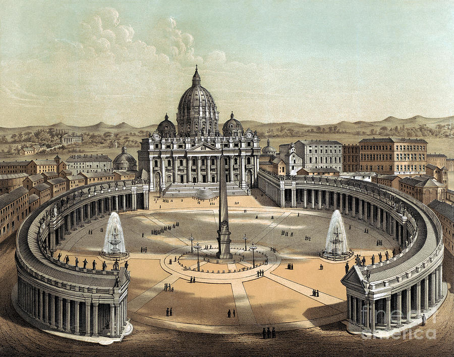 View Of St Peter S Basilica Rome Drawing By Christian Fausel Pixels