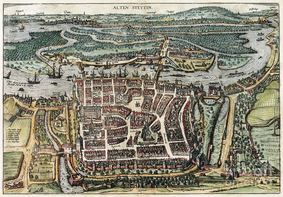 View Of Szczecin, 1588 Drawing by Georg Braun and Franz Hogenberg