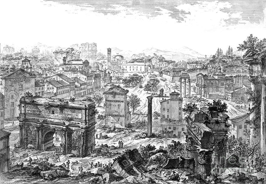 View of the Campo Vaccino, or Roman Forum, c1748 Drawing by Giovanni Battista Piranesi