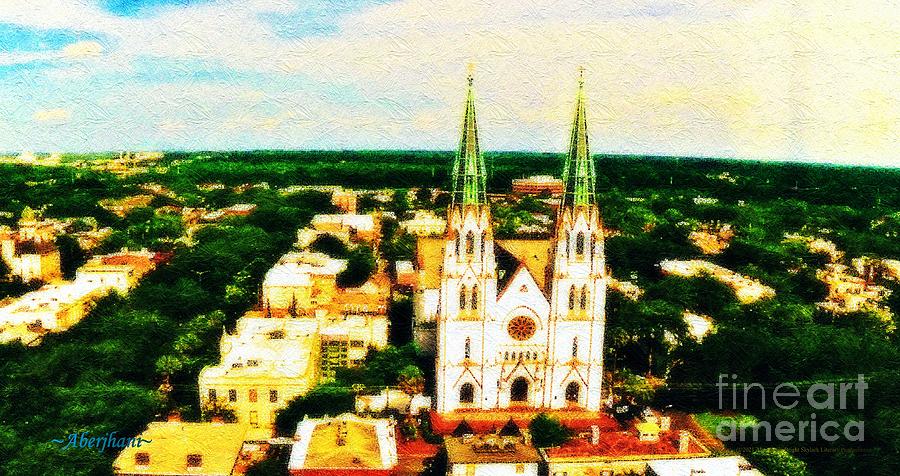 View of the Cathedral Basilica of St. John the Baptist from the 15th Floor of DeSoto Hotel Photograph by Aberjhani