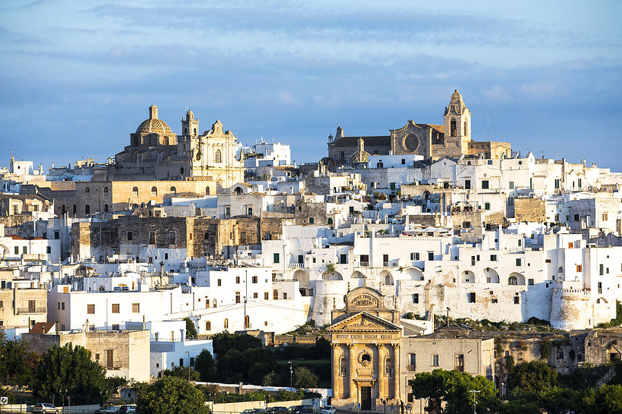 View of the city of Ostuni, early morning light Photograph by Massimo Colombo