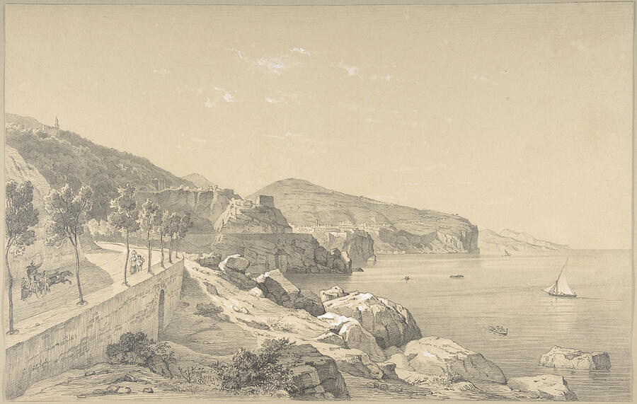 View of the Coast of Sorrento Near Vico Drawing by Carl Wilhelm Goetzloff View of the Coast of Sorrento Near Vico Drawing by Carl Wilhelm Goetzloff