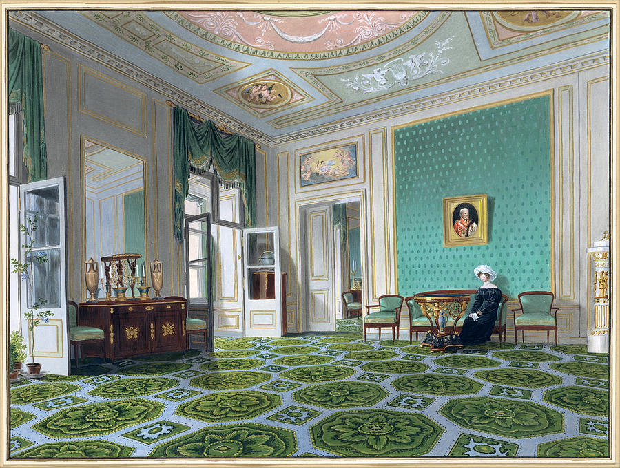  View of the drawing room of the Hofburg, Vienna Drawing by Johann Stephan Decker