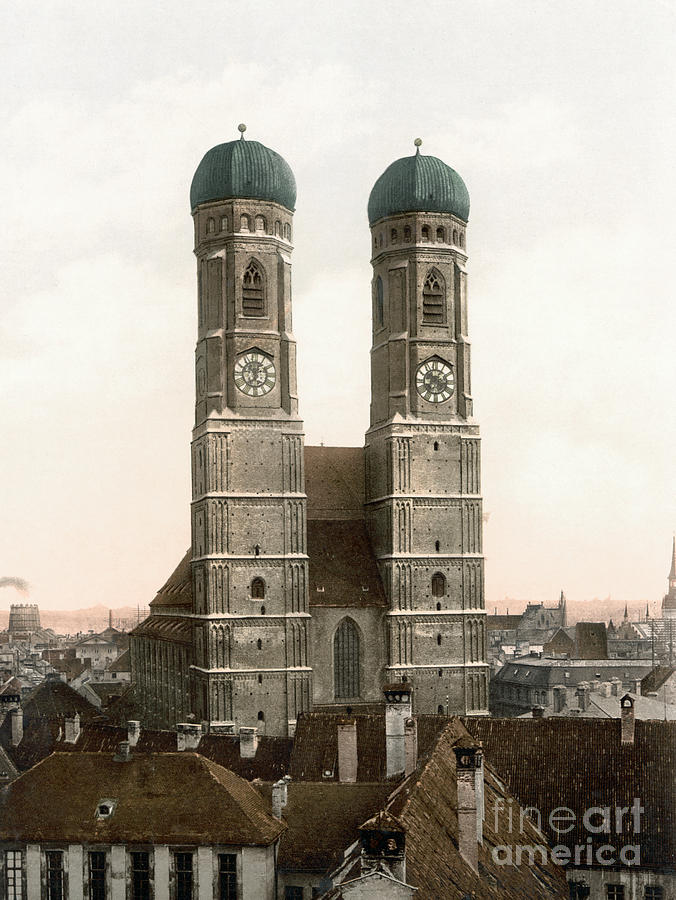 View of the Frauenkirche in Munich, Germany Photograph by Granger