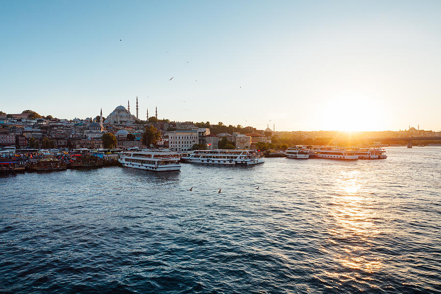 View of the Golden Horn at sunset, Istanbul, Turkey Photograph by Elena Aleksandrovna Ermakova