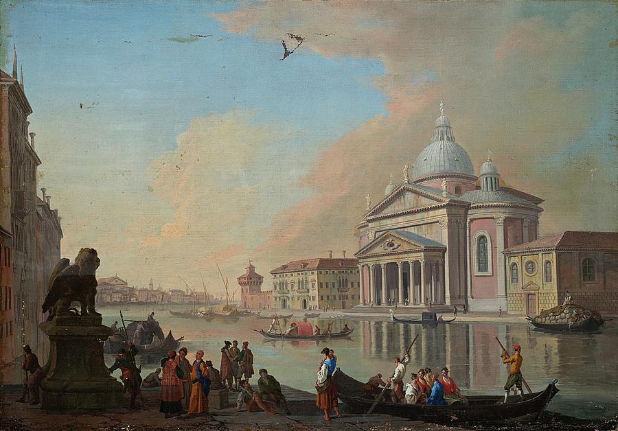 View Of The Grand Canal With The Church Of Salute And The Punta Della Dogana By Padre Martini Painting