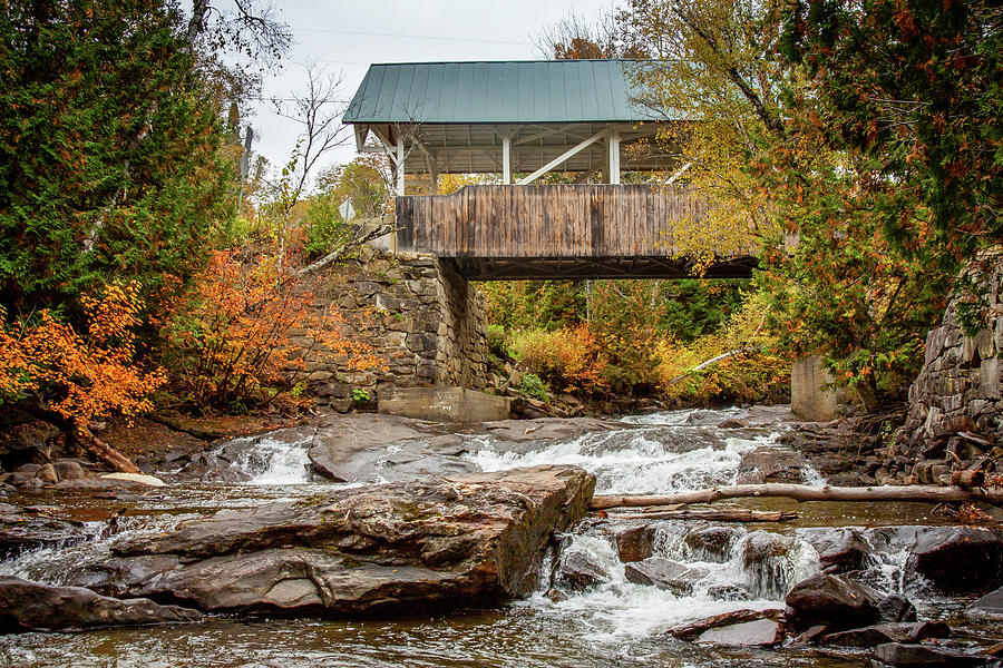 View of the Greenbanks Hollow covered bridge above Joes Brook Photograph by Jeff Folger View of the Greenbanks Hollow covered bridge above Joes Brook Photograph by Jeff Folger