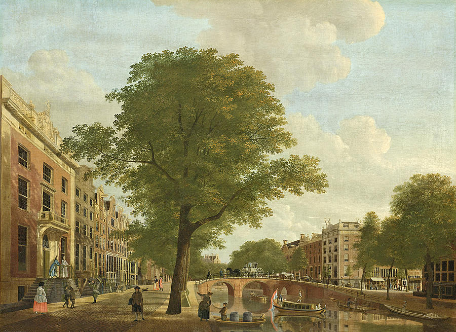 View of the Herengracht near the Leidsestraat, Amsterdam Painting by Hendrik Keun